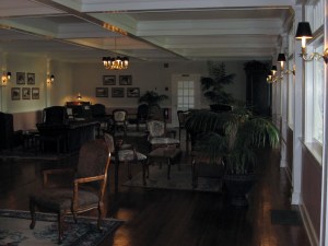 In the lobby of the original building at Lakeside. 