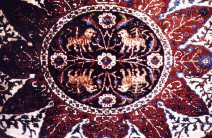 A few of the more than 4.5 million knots lovingly forming this 11' 7" x 18' 5" rug. 400 orphan girls spent 10 months preparing this gift to America. 