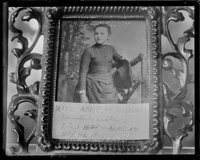 The President's sister, Abigail Gratia Coolidge, three years his junior. Of her Calvin wrote: "The memory of the charm of her presence and her dignified devotion to the right will always abide with me."