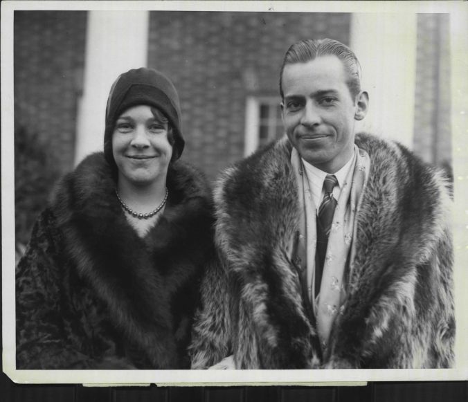 The President's oldest son, John, and Florence Trumbull during their engagement, 1928.