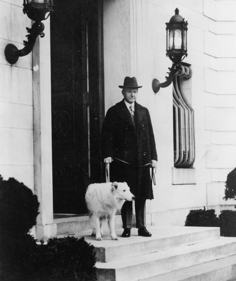 The President and Rob Roy on the front steps of 15 Dupont Circle