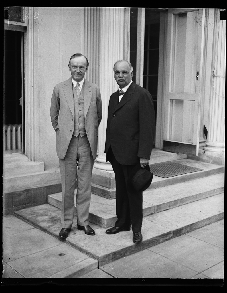 President Coolidge conferring with Senate Majority Leader, Charles Curtis of Kansas, 1928. Curtis was also a Kaw Indian, who would rise to the office of Vice President of the United States. Courtesy of the Library of Congress.