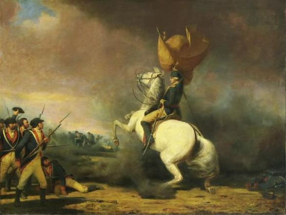 Washington rallying the troops to victory at Princeton, January 3, 1777. Painting by William Ranney, 1847. 