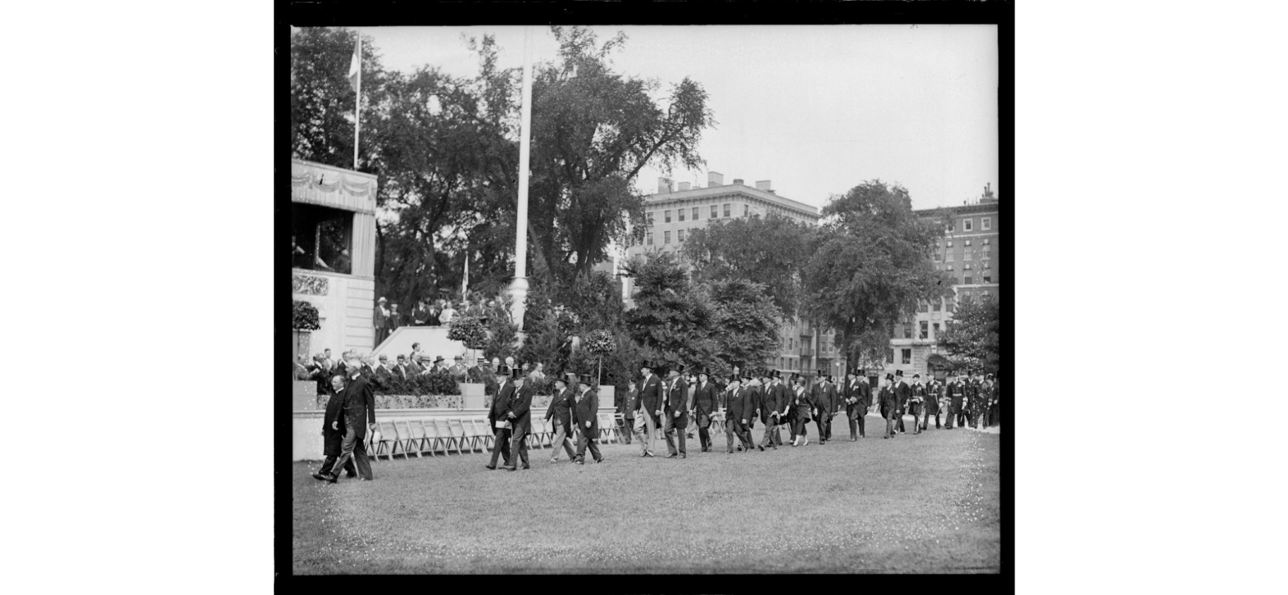 Former President Coolidge walking in the parade commemorating Boston's Three Hundredth Anniversary, 1930. 