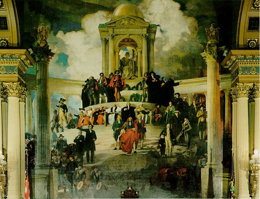 Edwin Austin Abbey's Apotheosis of Pennsylvania (1908-1911), Pennsylvania State House in Harrisburg.