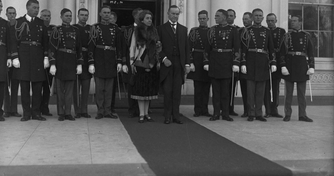 President and Mrs. Coolidge hold New Year's Reception at the White House, January 2, 1928. 