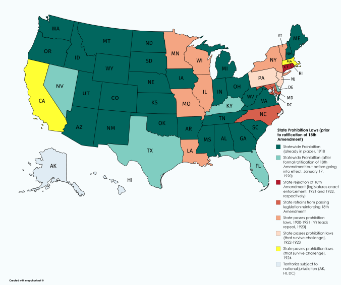State Prohibition Laws-prior to ratification of 18th Amendment